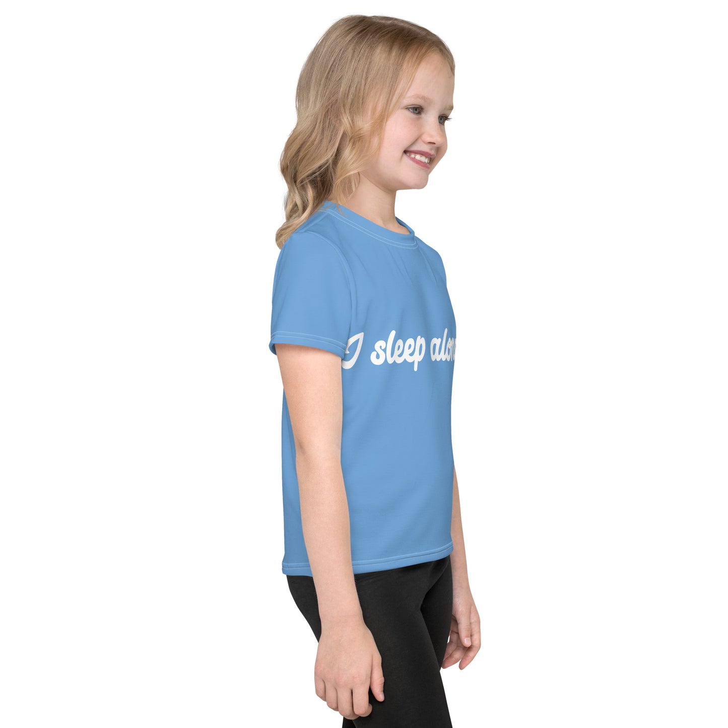 "I sleep alone" Kids crew neck t-shirt