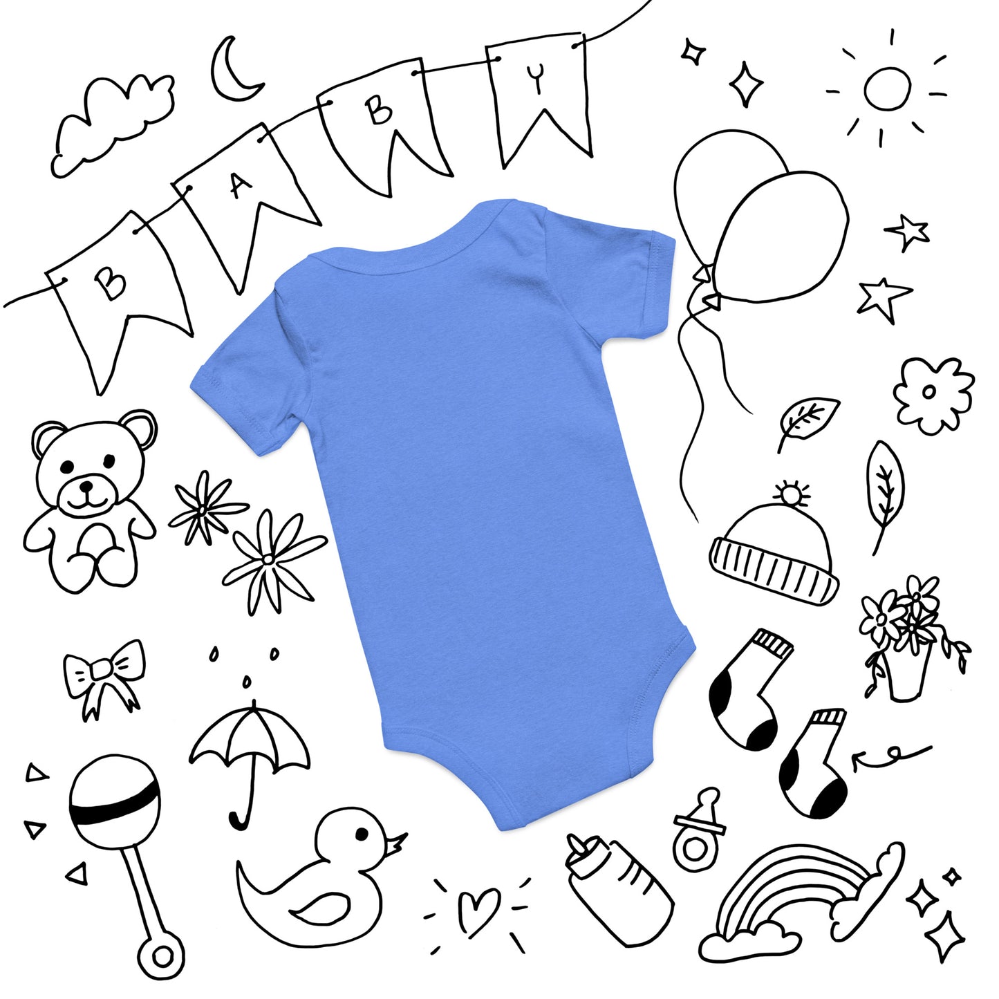 "Big yawn" embroidered baby short-sleeve