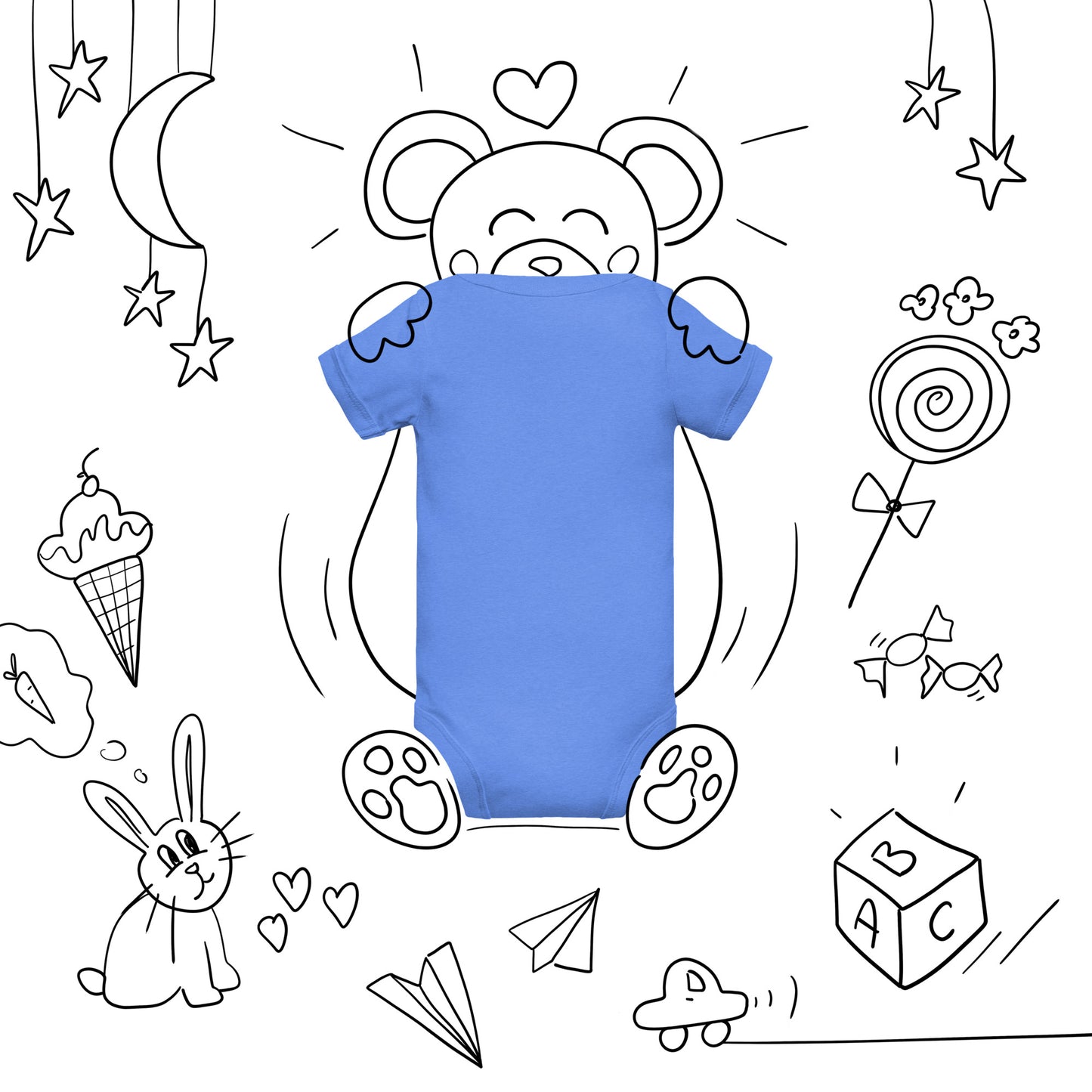 "Big yawn" embroidered baby short-sleeve