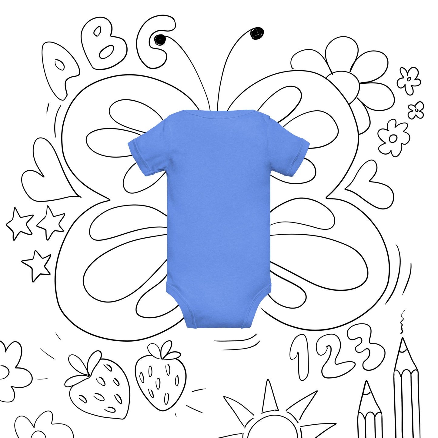 "Big yawn" embroidered baby short-sleeve