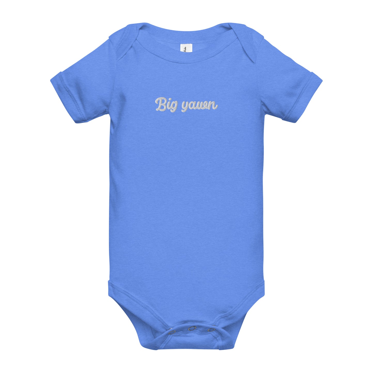 "Big yawn" embroidered baby short-sleeve