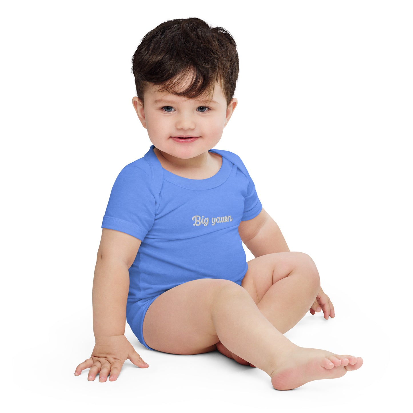 "Big yawn" embroidered baby short-sleeve
