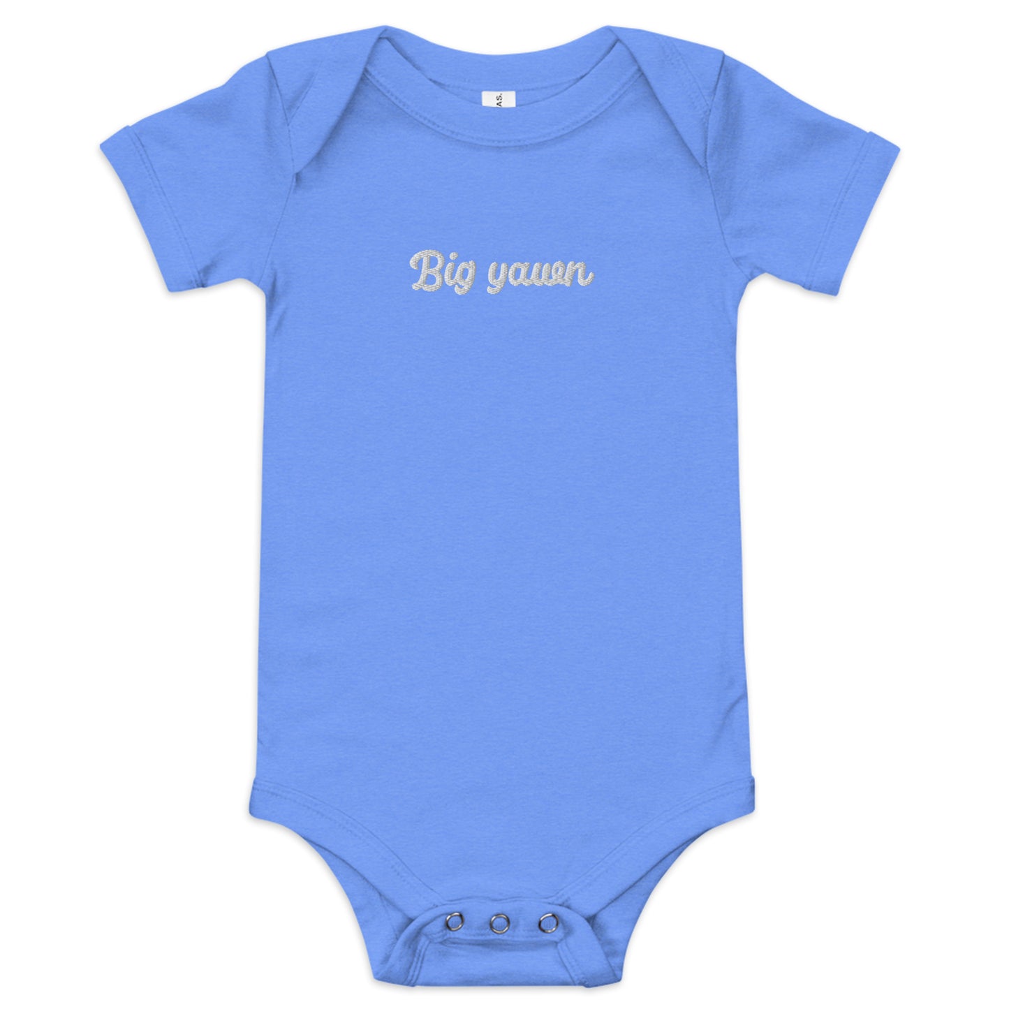 "Big yawn" embroidered baby short-sleeve