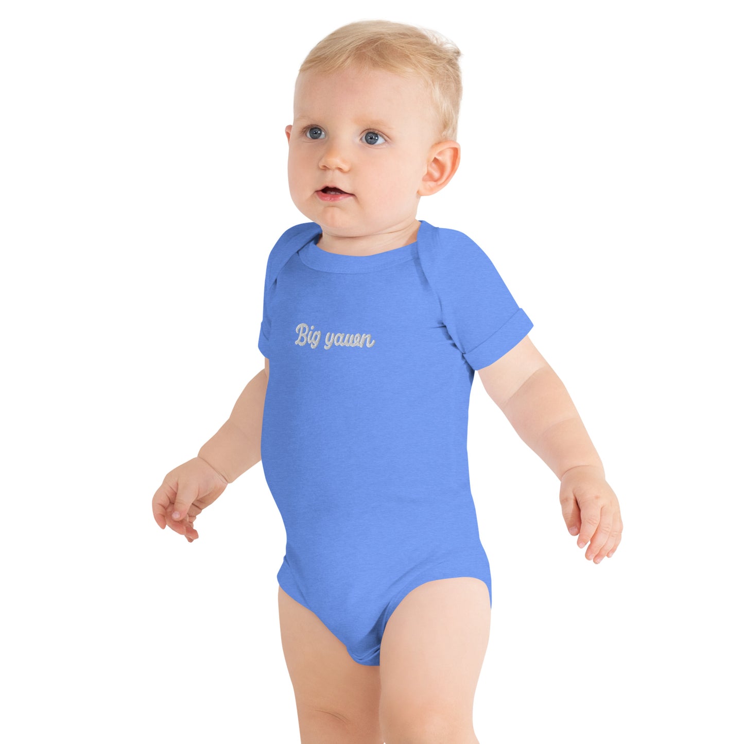 "Big yawn" embroidered baby short-sleeve