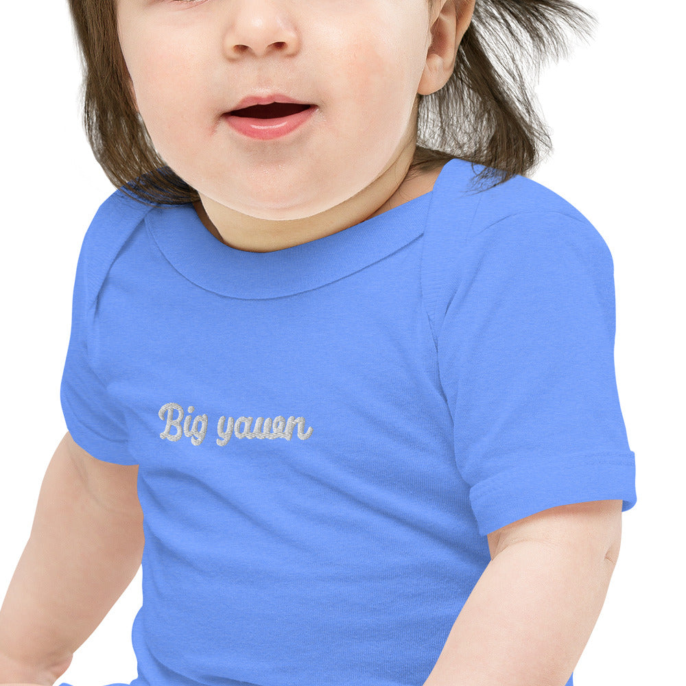 "Big yawn" embroidered baby short-sleeve