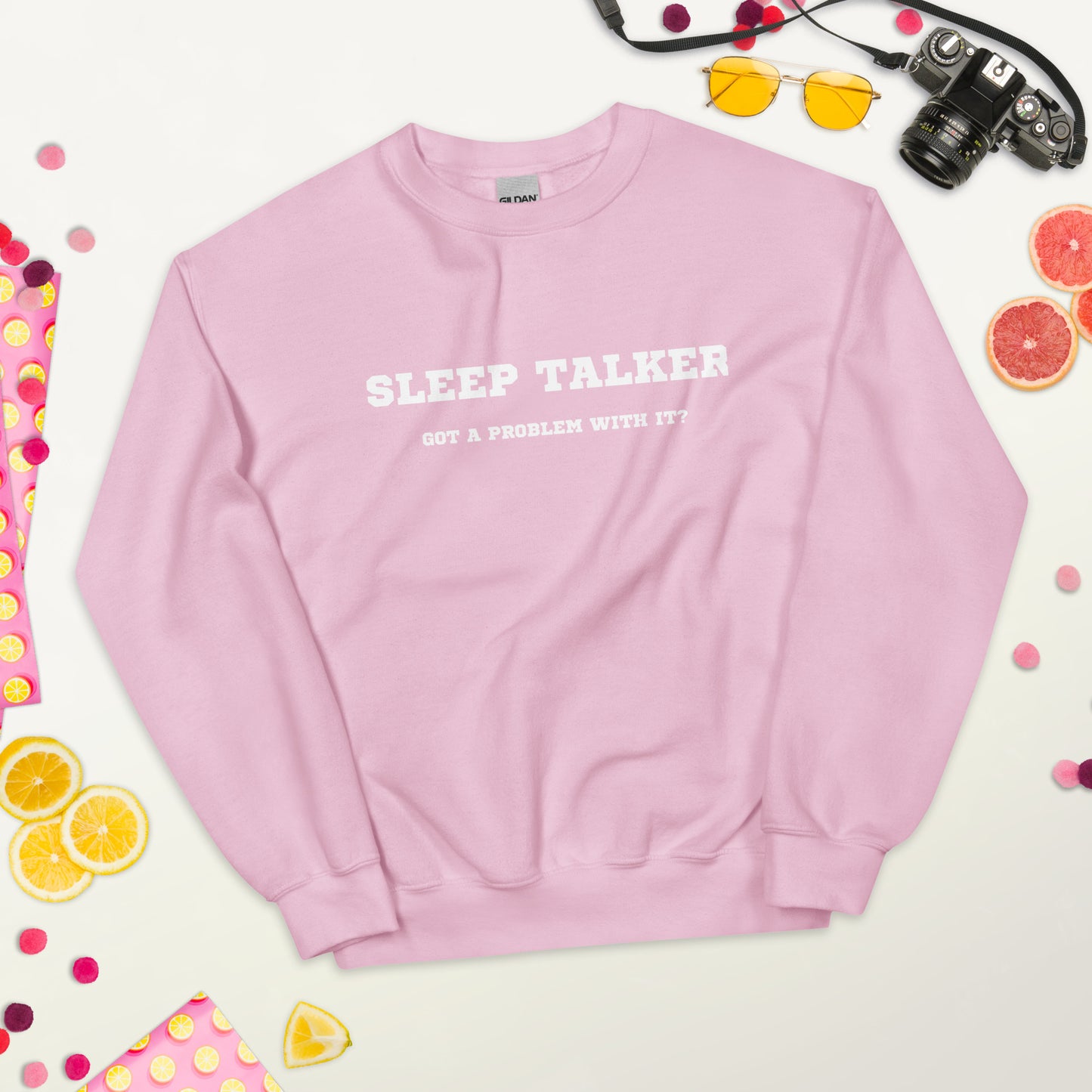 Sleep talker crewneck pink